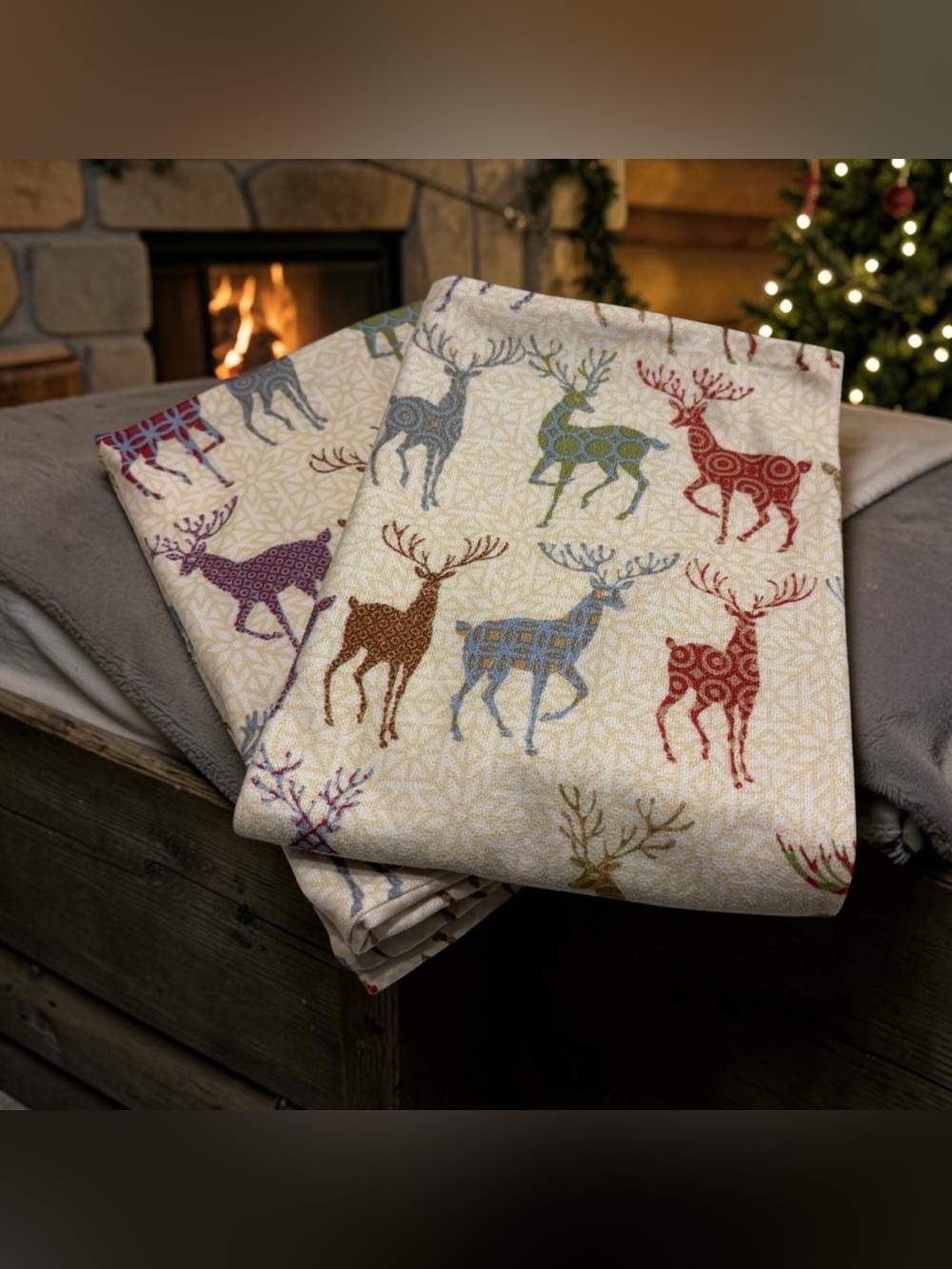Shavel Home Micro Flannel Set 2 Pillowcases Deer Buck Reindeer Standard Colorful